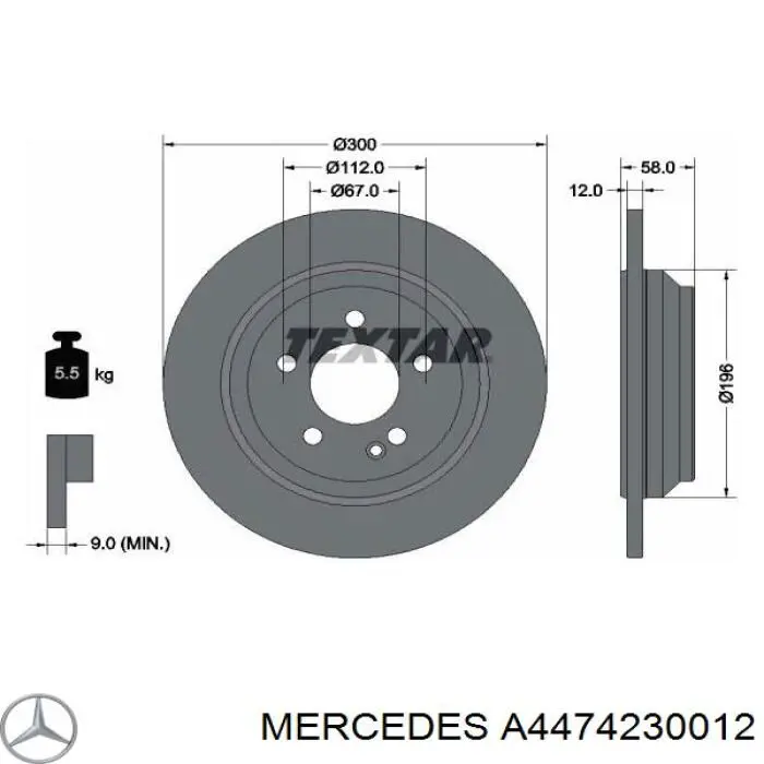 Disco de freno trasero Mercedes A4474230012 precio, desde 38,60 EUR