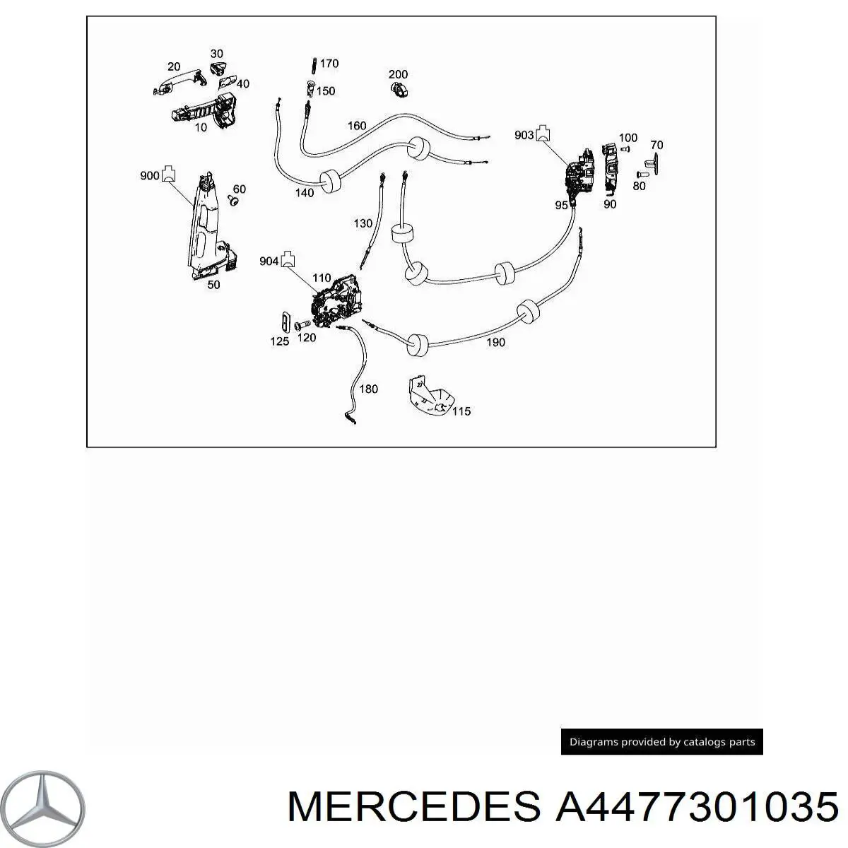 A4477301035 Mercedes Cerradura de puerta lateral corrediza derecha