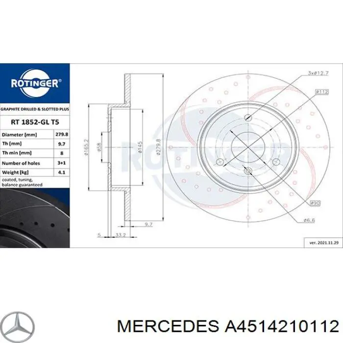 Frenos delanteros Mercedes A4514210112 precio, desde 28,79 EUR