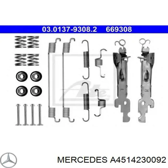 Juego de montaje, zapatas de freno traseras Smart FORTWO (451)