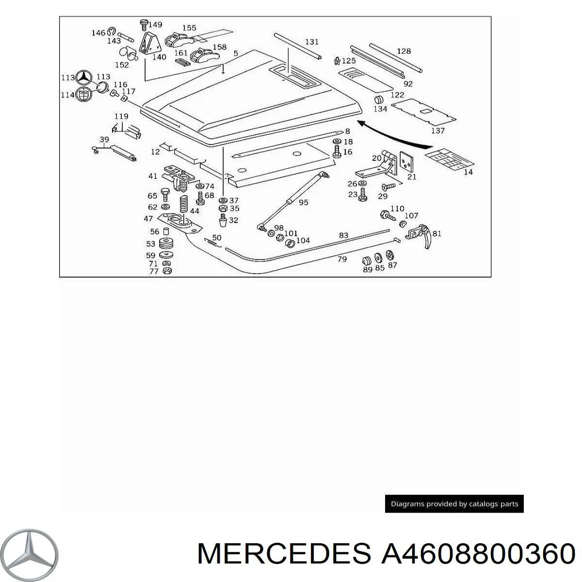 A4608800360 Mercedes Cerradura de Capot