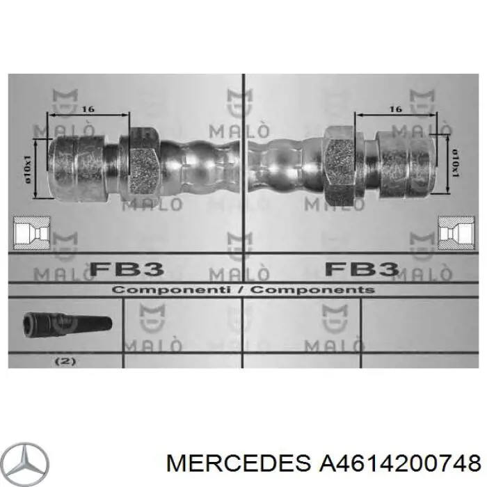 A4614200748 Mercedes latiguillo de freno delantero