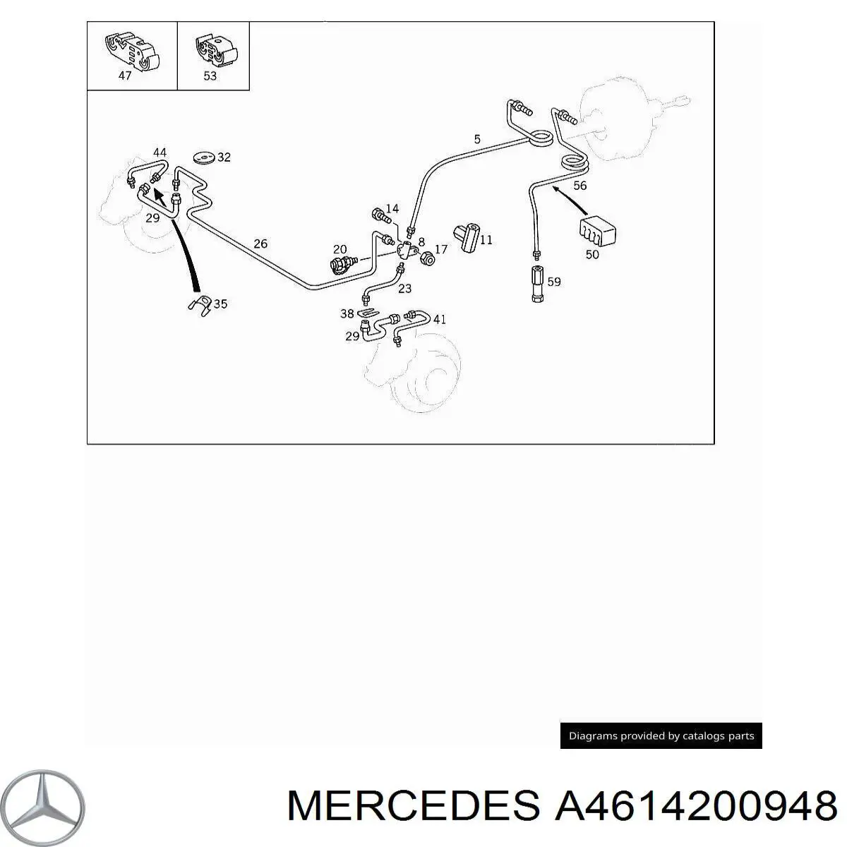 A4614200948 Mercedes latiguillo de freno delantero