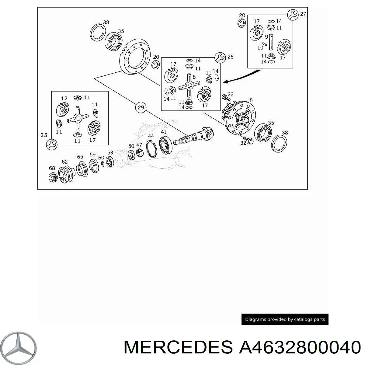 A4632800040 Mercedes kit reparación, diferencial, eje trasero