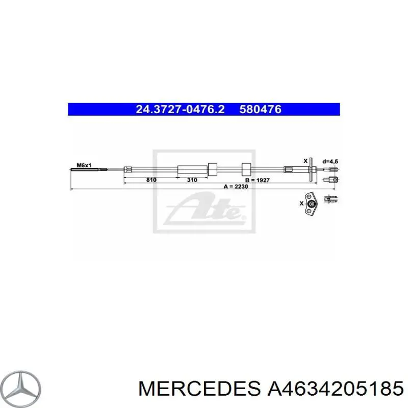 A4634205185 Mercedes cable de freno de mano trasero izquierdo