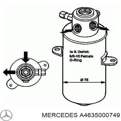 A4635000749 Mercedes receptor-secador del aire acondicionado