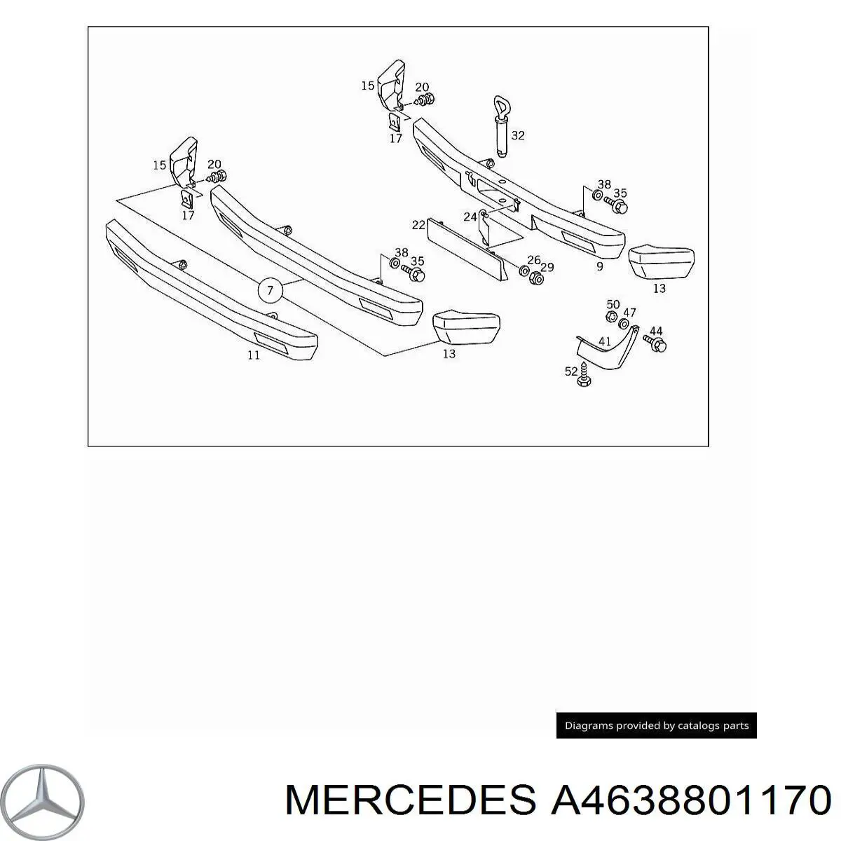 A4638801170 Mercedes paragolpes delantero