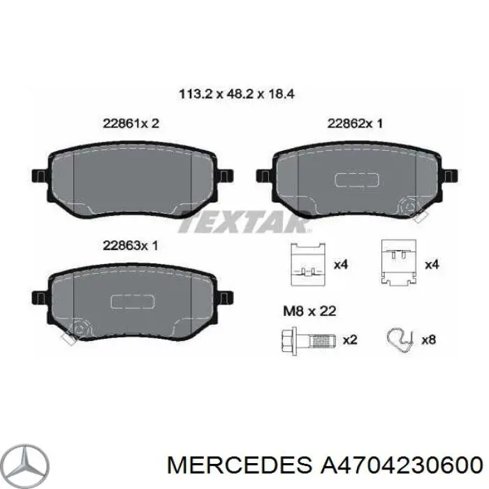 Pastillas de freno traseras A4704230600 Mercedes