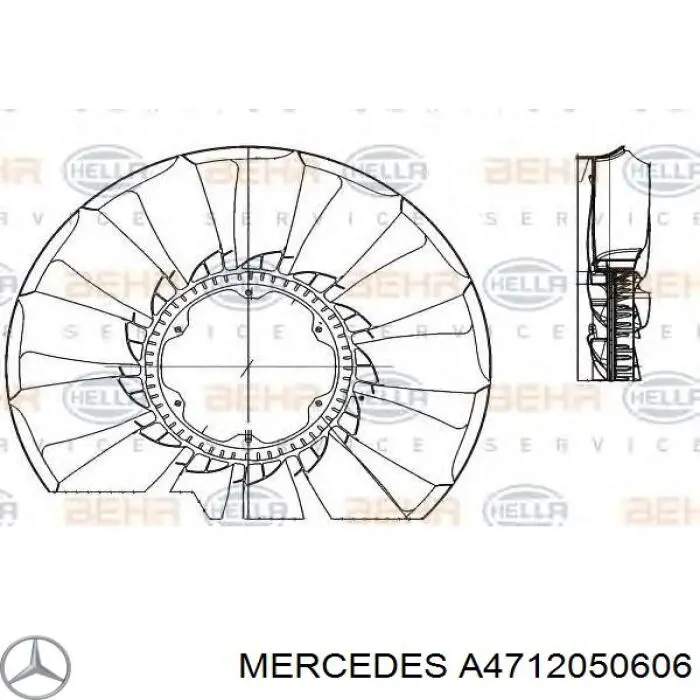 A4712050606 Mercedes rodete ventilador, refrigeración de motor