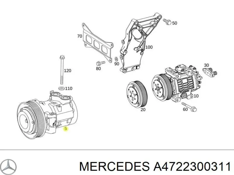 Compresor de aire acondicionado A4722300311 Mercedes