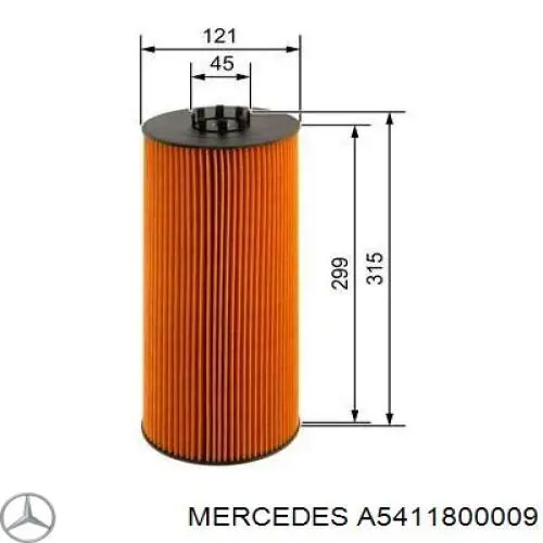 A5411800009 Mercedes filtro de aceite