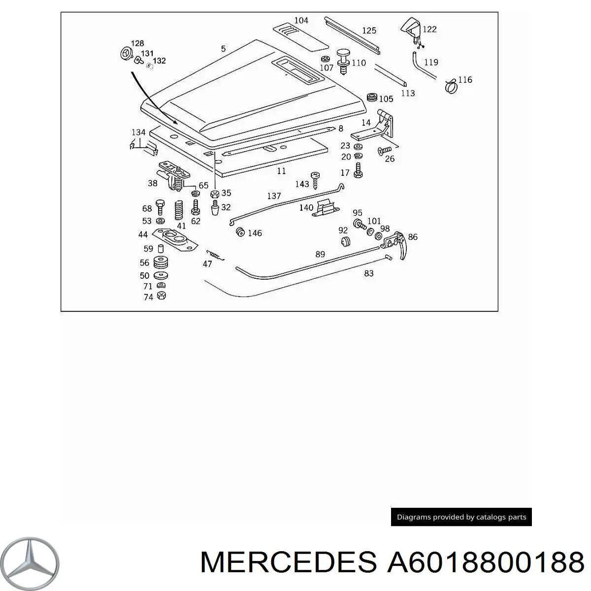 A6018800188 Mercedes Emblema de capot 