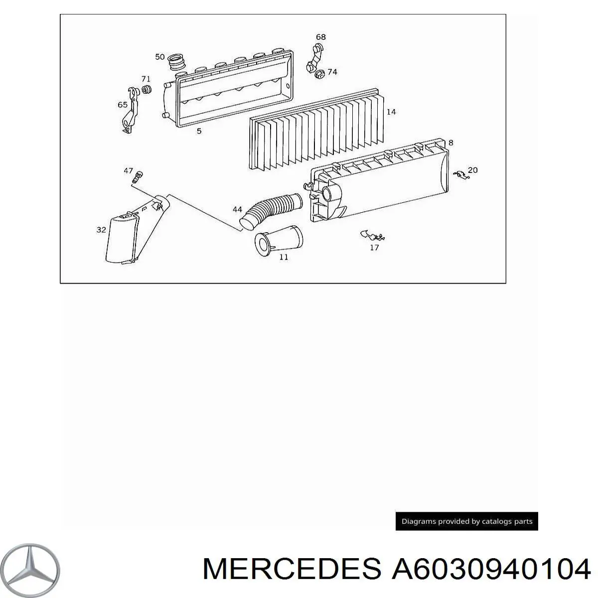 El filtro de aire Mercedes A6030940104 precio, desde 12,63 EUR