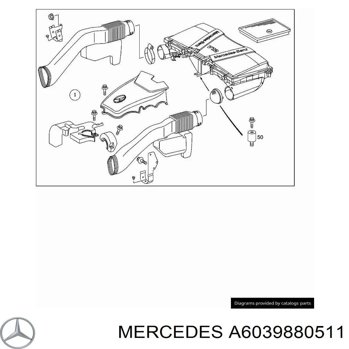 Soporte del filtro de aire Mercedes A6039880511 precio, desde 2,66 EUR