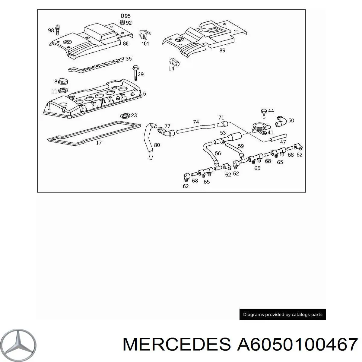 A6050100467 Mercedes Tapa del motor decorativa