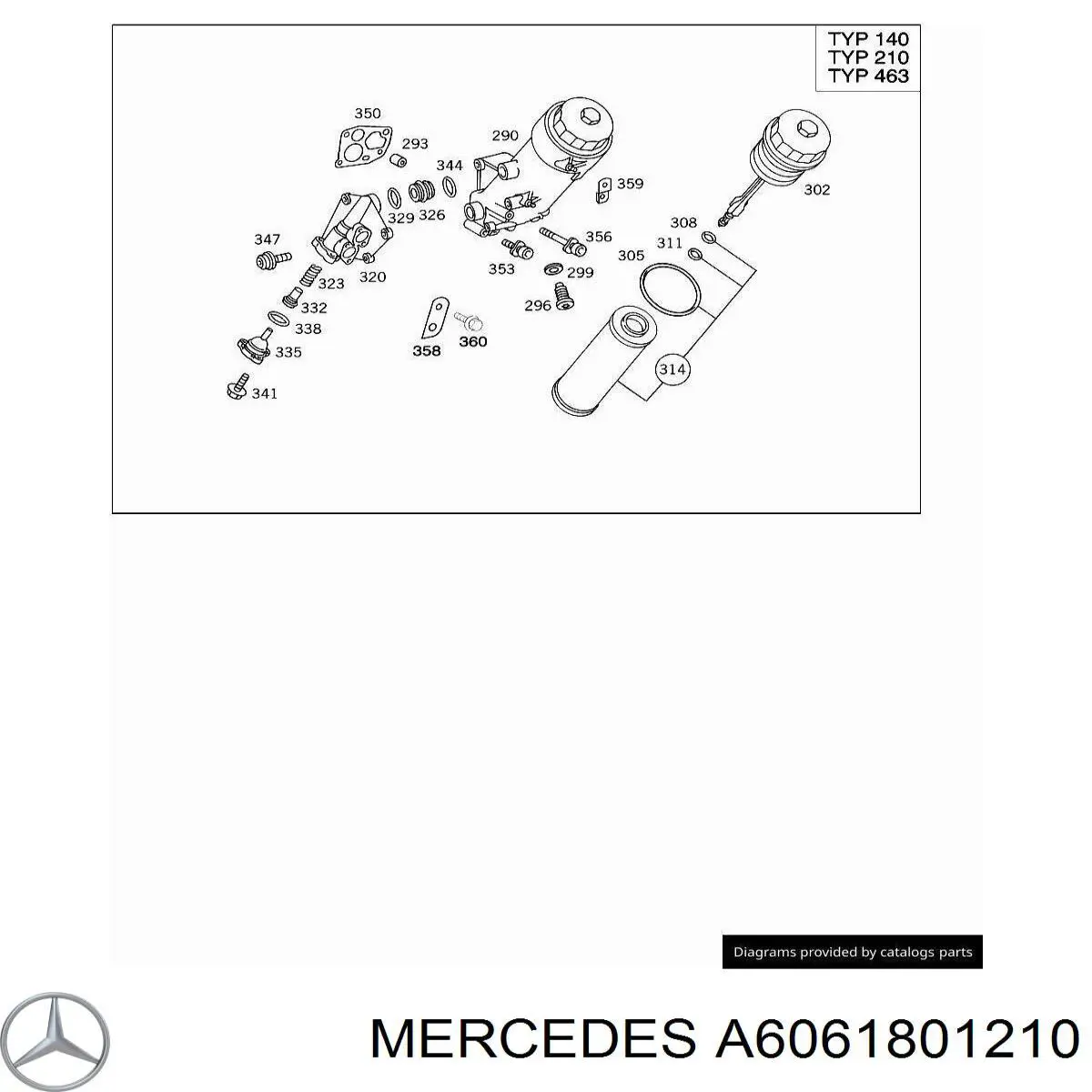 6061801110 Mercedes caja, filtro de aceite