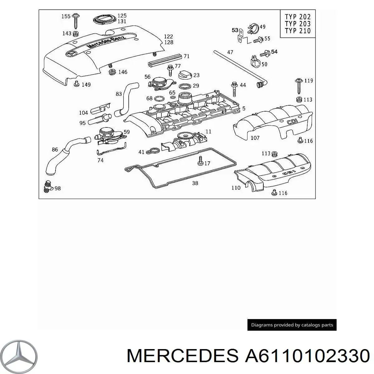 A6110102330 Mercedes tapa de culata