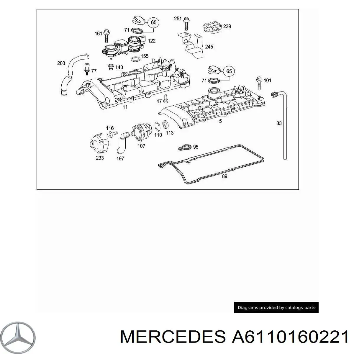 Comprar A6110160221 Mercedes Junta interior de tapa de balancines