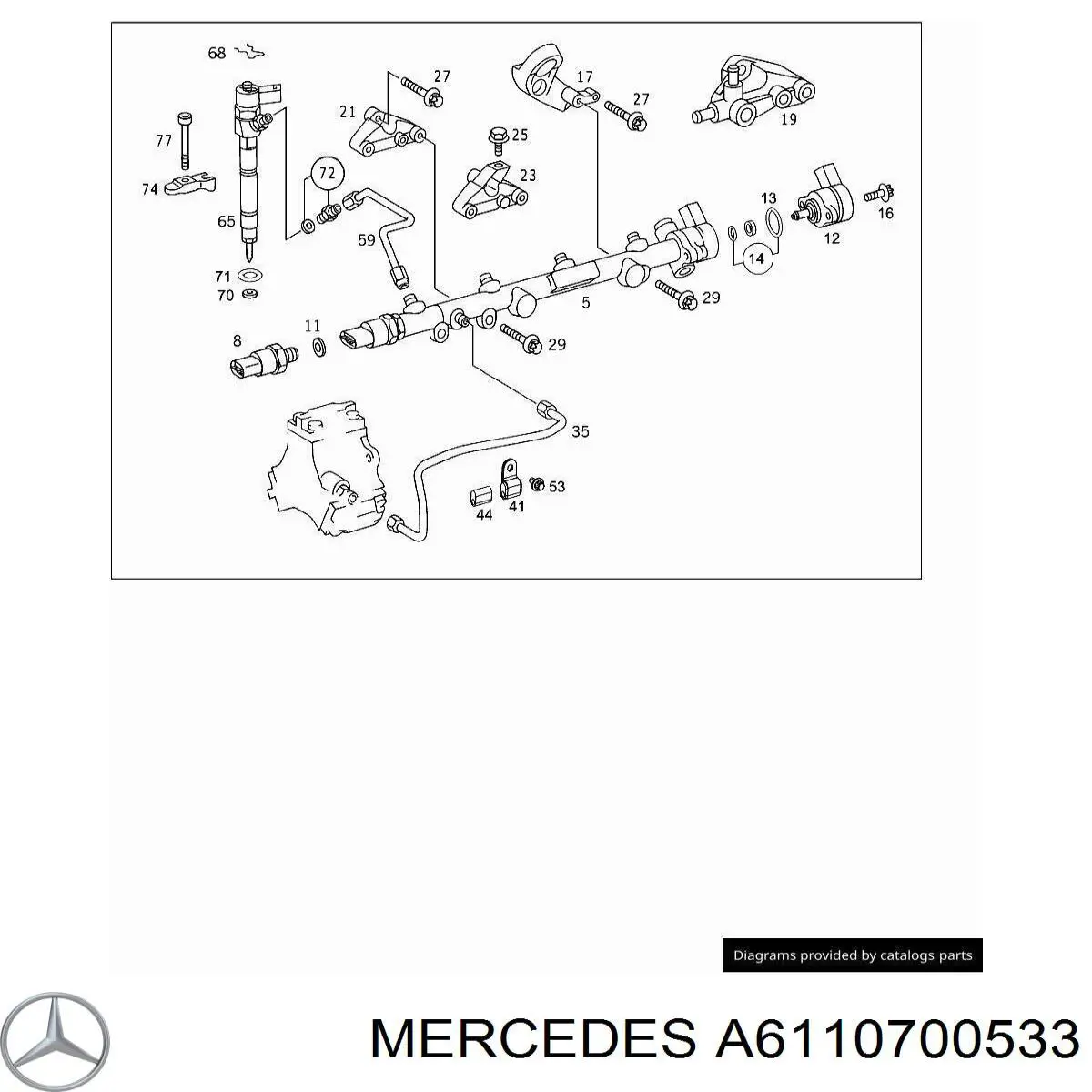 A6110700533 Mercedes tubo desde bomba combustible hasta el riel de combustible