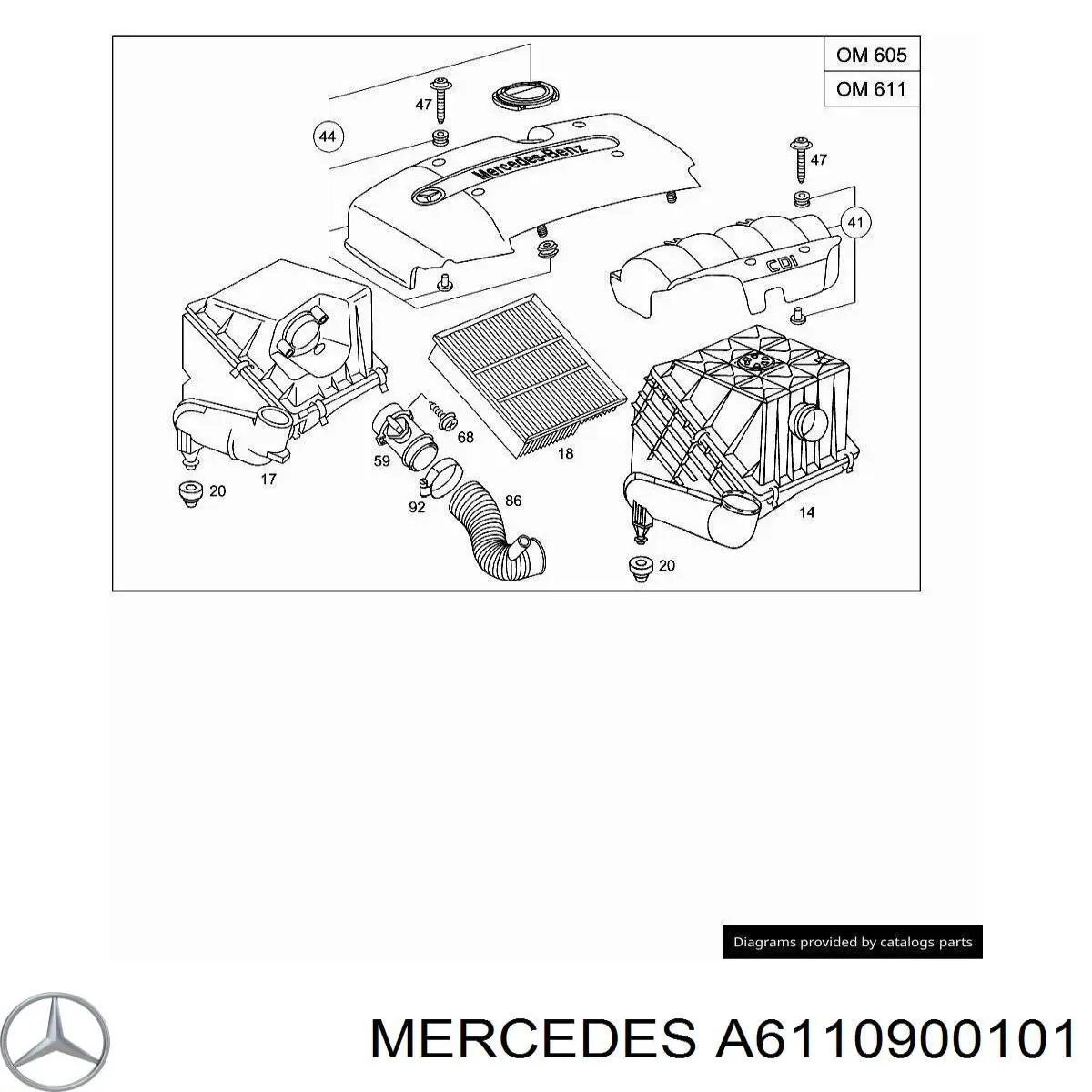 6110900101 Mercedes caja del filtro de aire