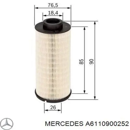 A6110900252 Mercedes caja, filtro de combustible