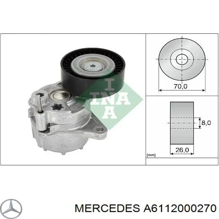 Tensor de la correa trapecial Mercedes A6112000270 precio, desde 29,14 EUR