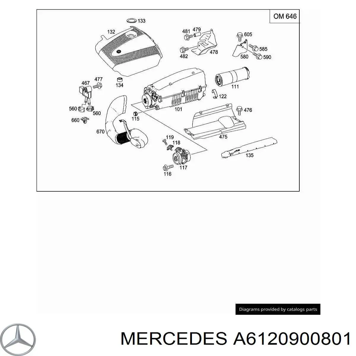 A6120900801 Mercedes Filtro de aire de motor