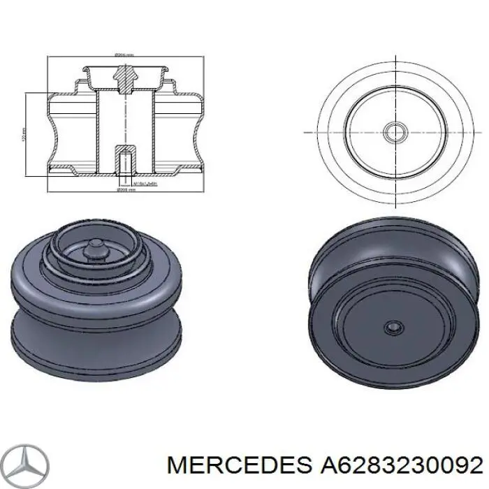 A6283230092 Mercedes Bolsa de aire del eje delantero