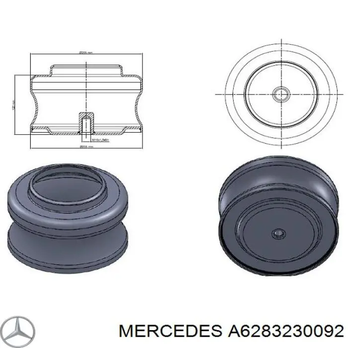 A6283230092 Mercedes muelle neumático, suspensión, eje delantero