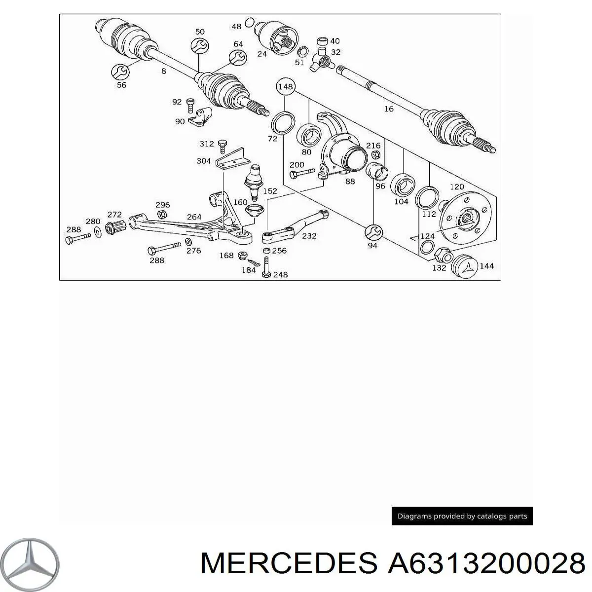 A6313200028 Mercedes rótula de suspensión inferior