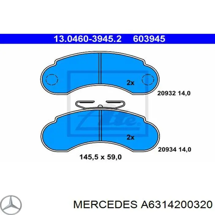 A6314200320 Mercedes pastillas de freno delanteras