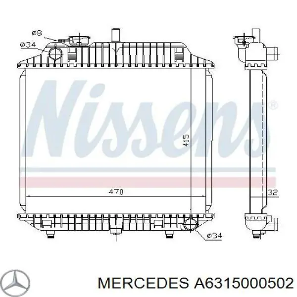 Água radiador Mercedes A6315000502 precio, desde 165,72 EUR