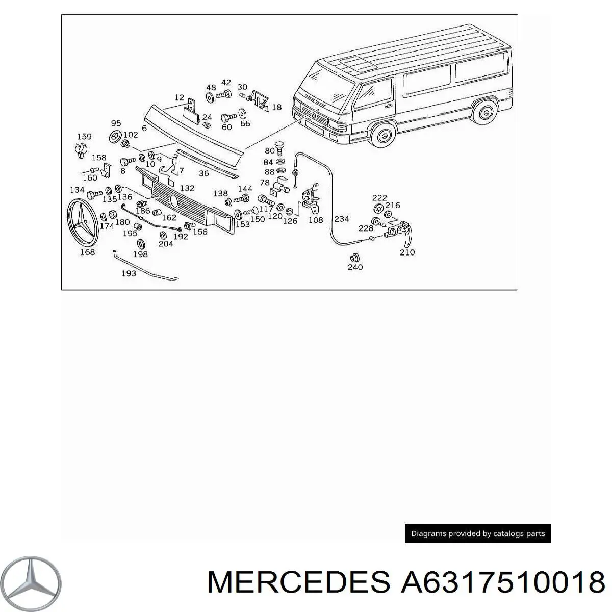 Rejilla delantera Mercedes 100 bus (631) (1988 - 1996) precio, desde 230,29 EUR