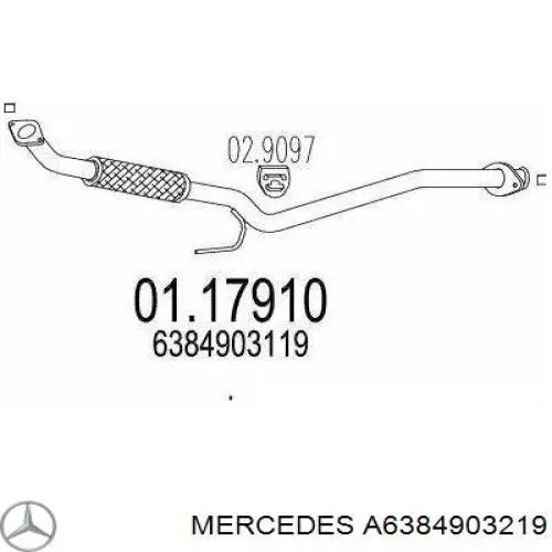 6384903219 Mercedes tubo de admisión del silenciador de escape delantero