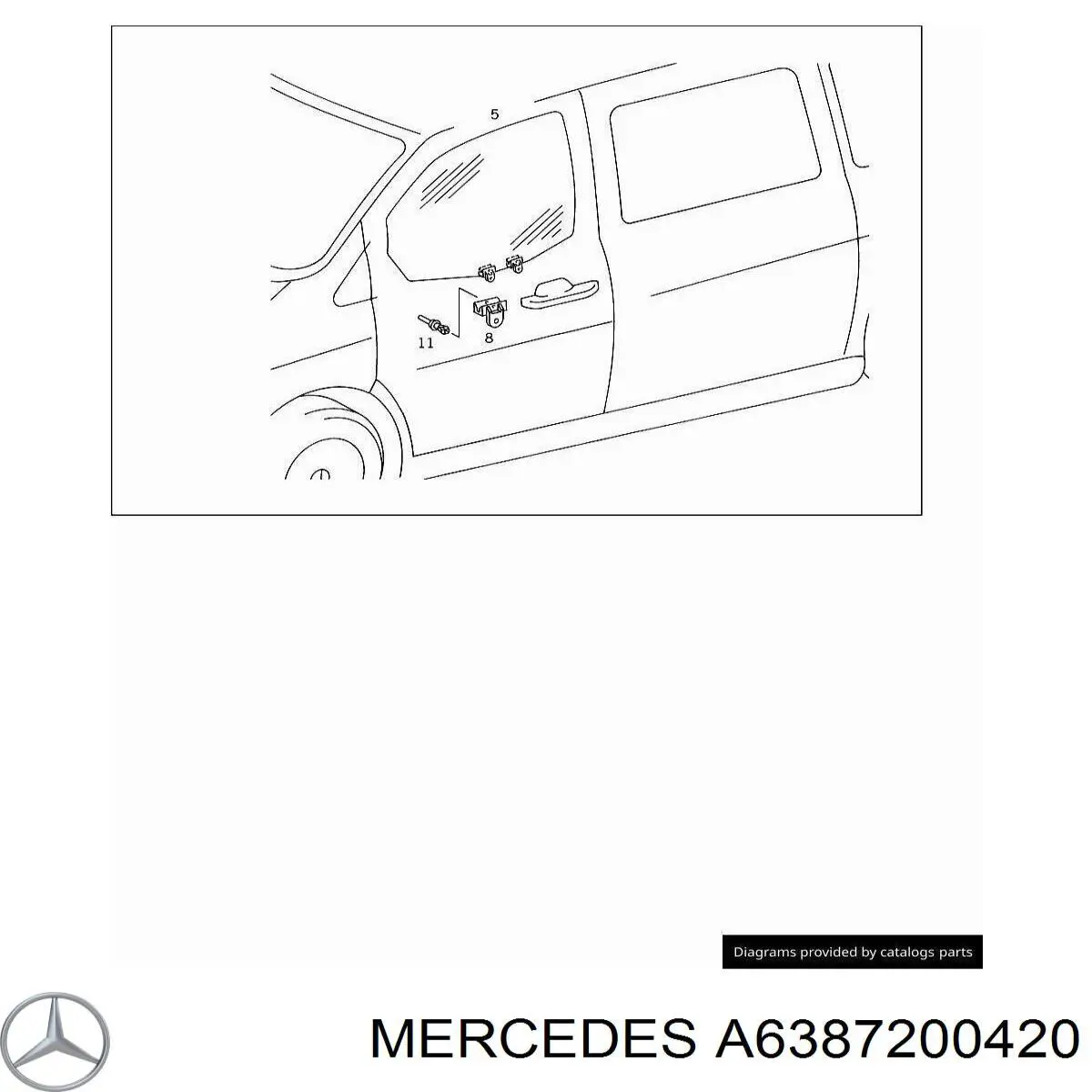 A6387200420 Mercedes luna de puerta delantera derecha