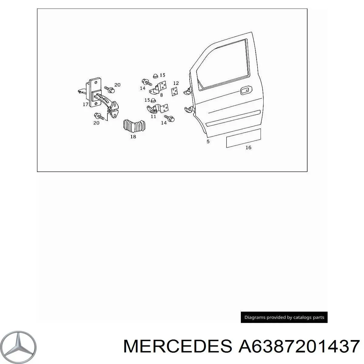 A6387201437 Mercedes Bisagra de puerta delantera izquierda