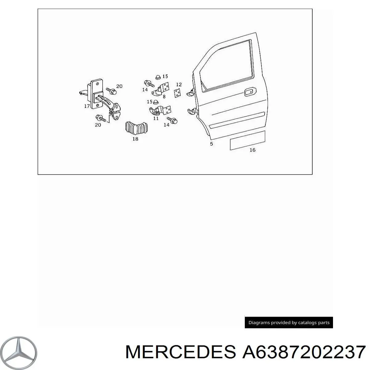 Bisagra de puerta delantera izquierda Mercedes A6387201437 precio, desde 121,74 EUR