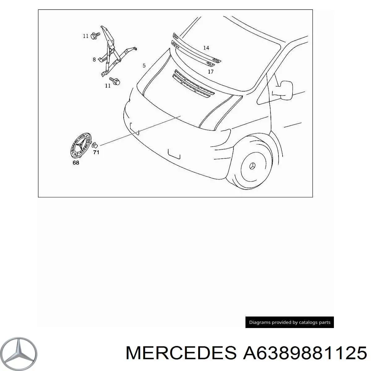 Comprar A6389881125 Mercedes Clip de fijación de moldura de puerta