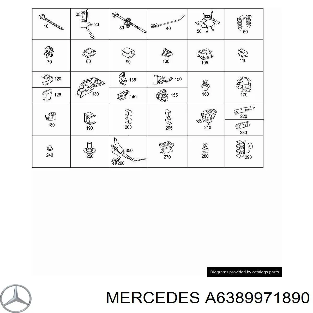 Abrazadera plástica universal Mercedes A6389971890 precio, desde 0,85 EUR