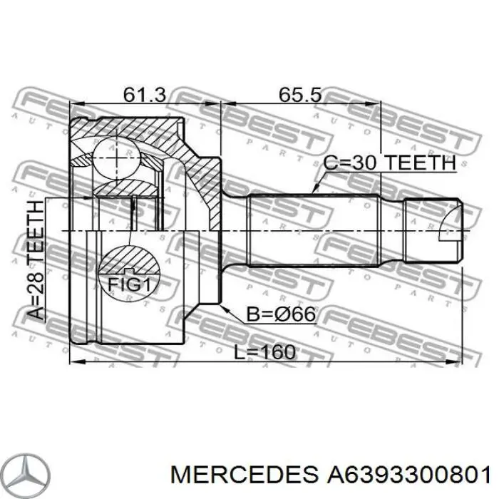 A6393300801 Mercedes Semieje delantero derecho