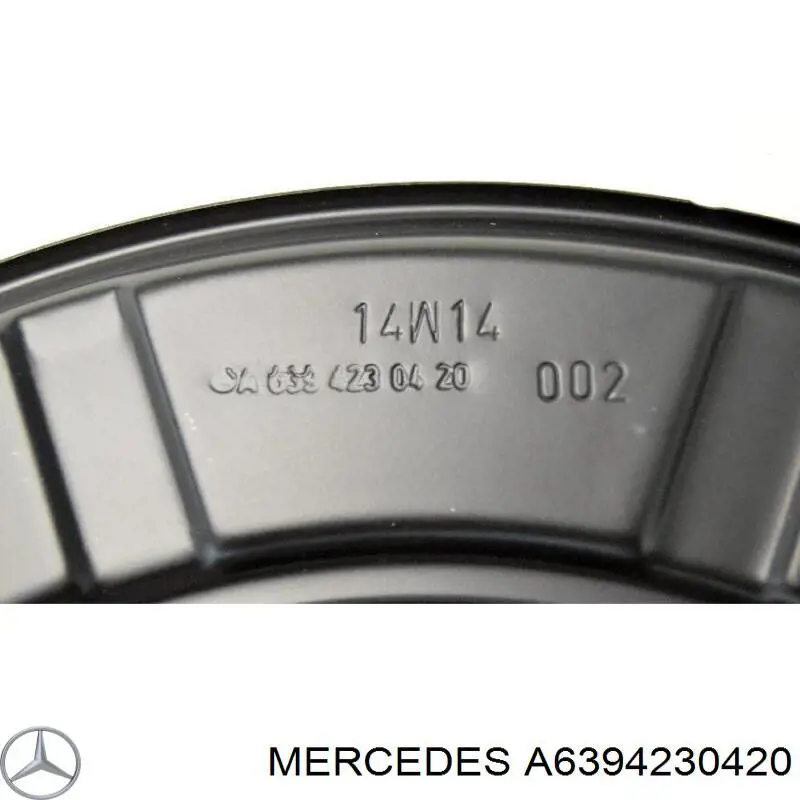 A6394230420 Mercedes chapa protectora contra salpicaduras, disco de freno trasero izquierdo