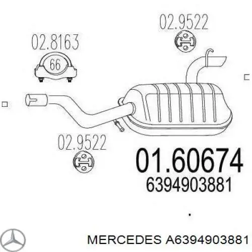 Comprar A6394903881 Mercedes Silenciador trasero