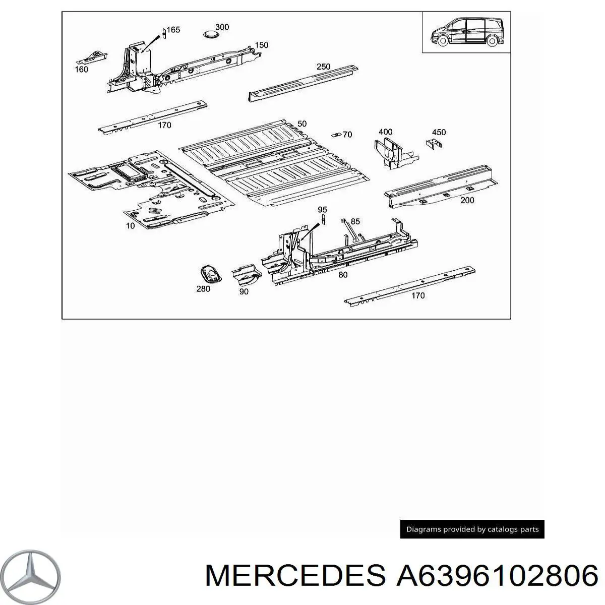 Umbral exterior izquierdo Mercedes A6396102806 precio, desde 792,72 EUR