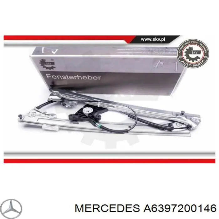 A6397200146 Mercedes mecanismo de elevalunas, puerta delantera derecha