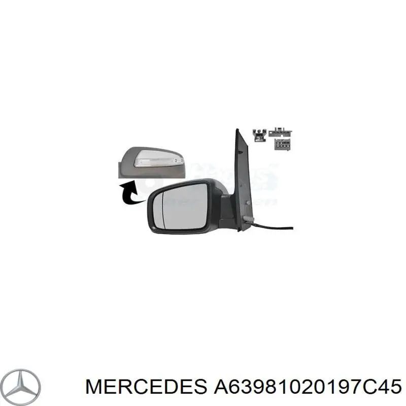 A63981020197C45 Mercedes espejo retrovisor izquierdo