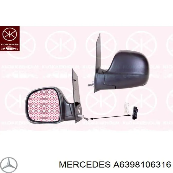 6398106316 Mercedes espejo retrovisor izquierdo