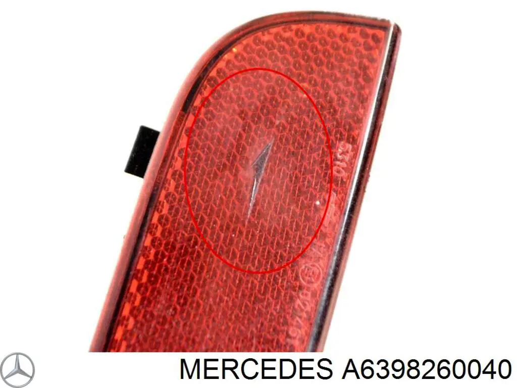 A6398260040 Mercedes reflector, parachoques trasero, izquierdo
