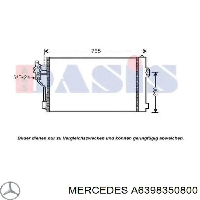 A6398350800 Mercedes condensador aire acondicionado