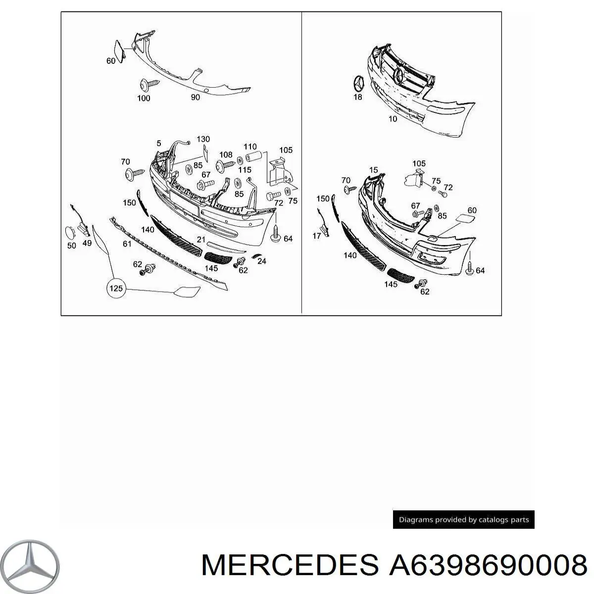 Comprar A6398690008 Mercedes Tapa de la boquilla del lavafaros delantero