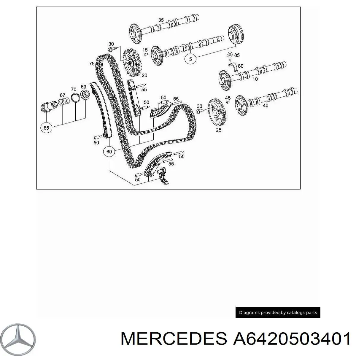 A6420503401 Mercedes Árbol de levas de escape derecho